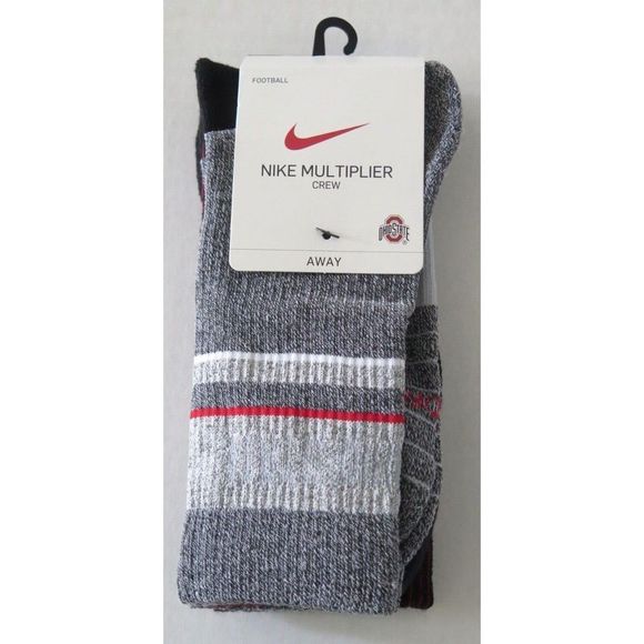 Nike DA6840 Men's Sz L Ohio State Buckeyes Home/Away Multiplier 2-Pk Crew Socks - Picture 2 of 7